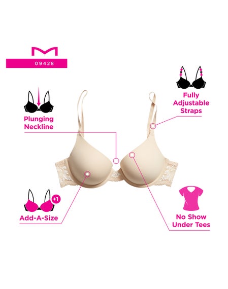 Maidenform Women's Contour Bra — 90th Anniversary Underwire Bra, Lush Plum/Shadow Pink | Custom Lift Cups