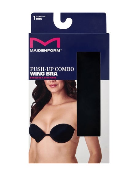 Maidenform Push-Up Adhesive Bra - Wireless & Reusable - Backless Strapless - No-Show & Smooth