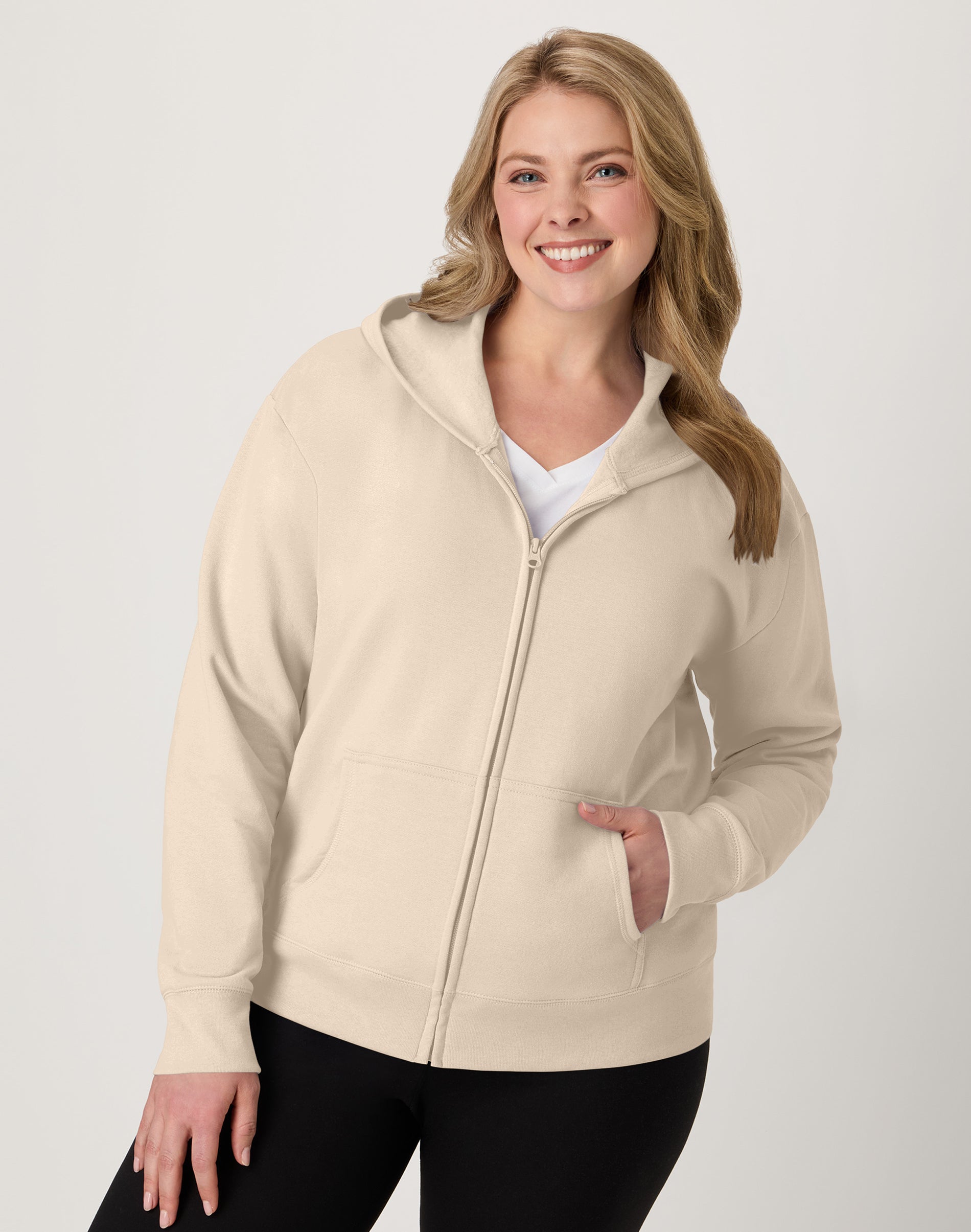 Hanes Just My Size EcoSmart Women's Full-Zip Fleece Hoodie (Plus Size)