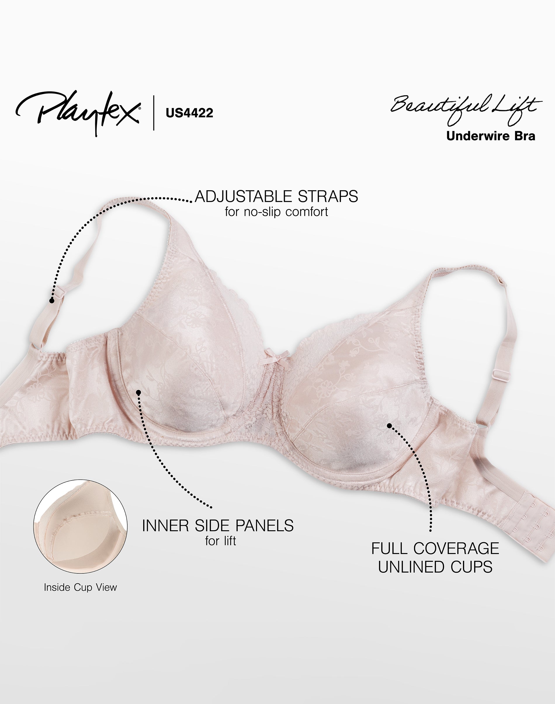 Playtex Secrets Lifts & Supports Underwire Bra