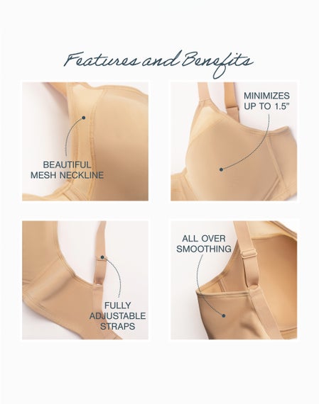 Playtex Women's 18 Hour Minimizer Bra - Wireless Full Coverage T-Shirt Bra, Smoothing Support